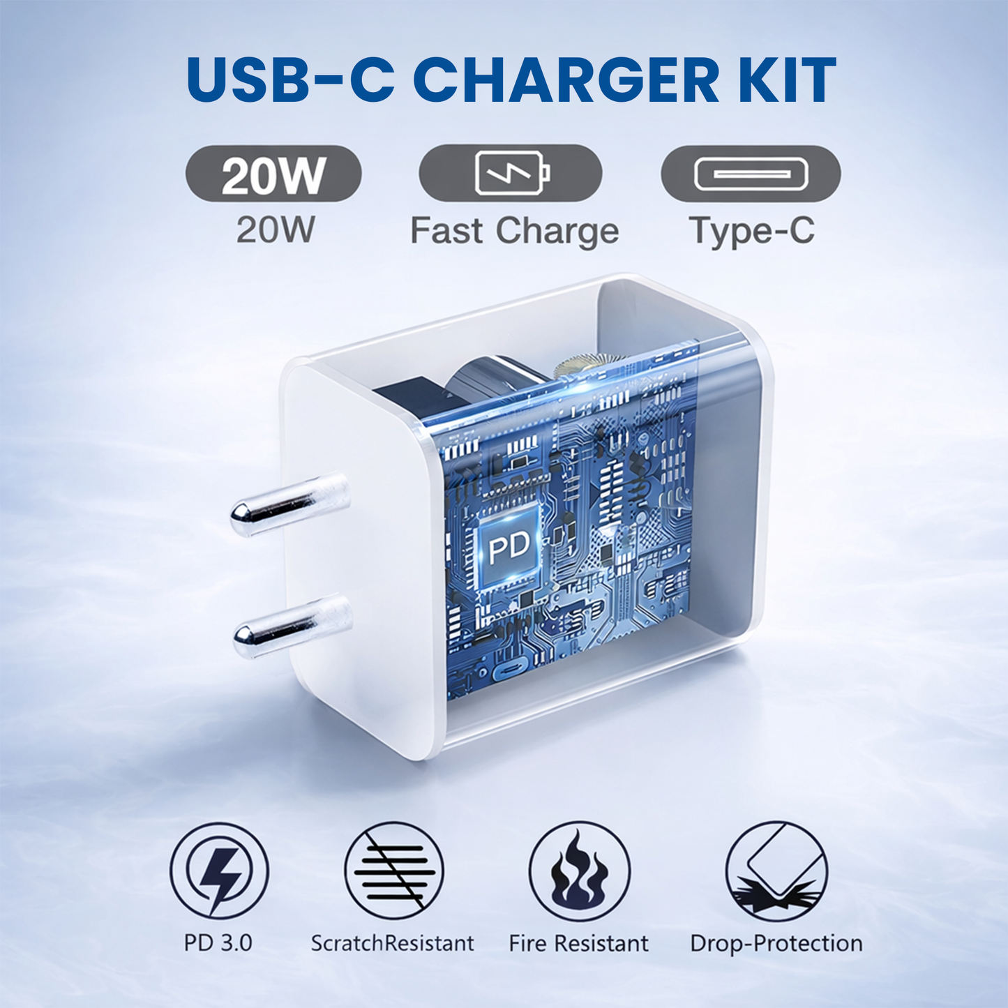 20W USB-C PD Fast Charger Adapter | Compact Power Adapter for iPhone, Samsung & Android Phones