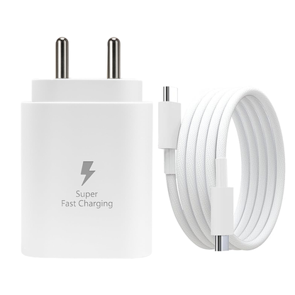 25W USB-C Fast Charger Adapter with Type-C to Type-C Nylon Braided Cable | PD Fast Charging