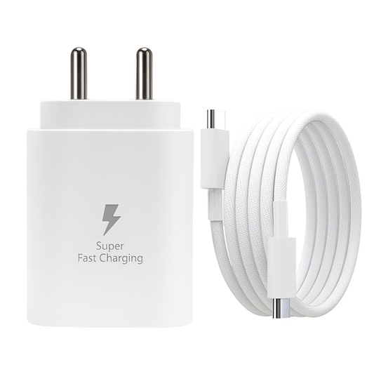 25W USB-C Fast Charger Adapter with Type-C to Type-C Nylon Braided Cable | PD Fast Charging
