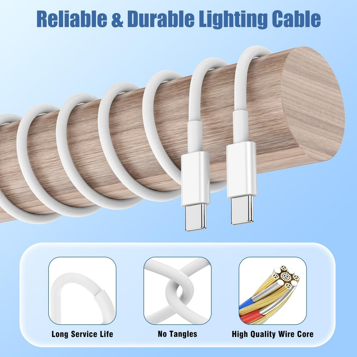 45W USB-C to USB-C Nylon Braided Fast Charging Cable 1M | PD Type-C Fast Charging Cable